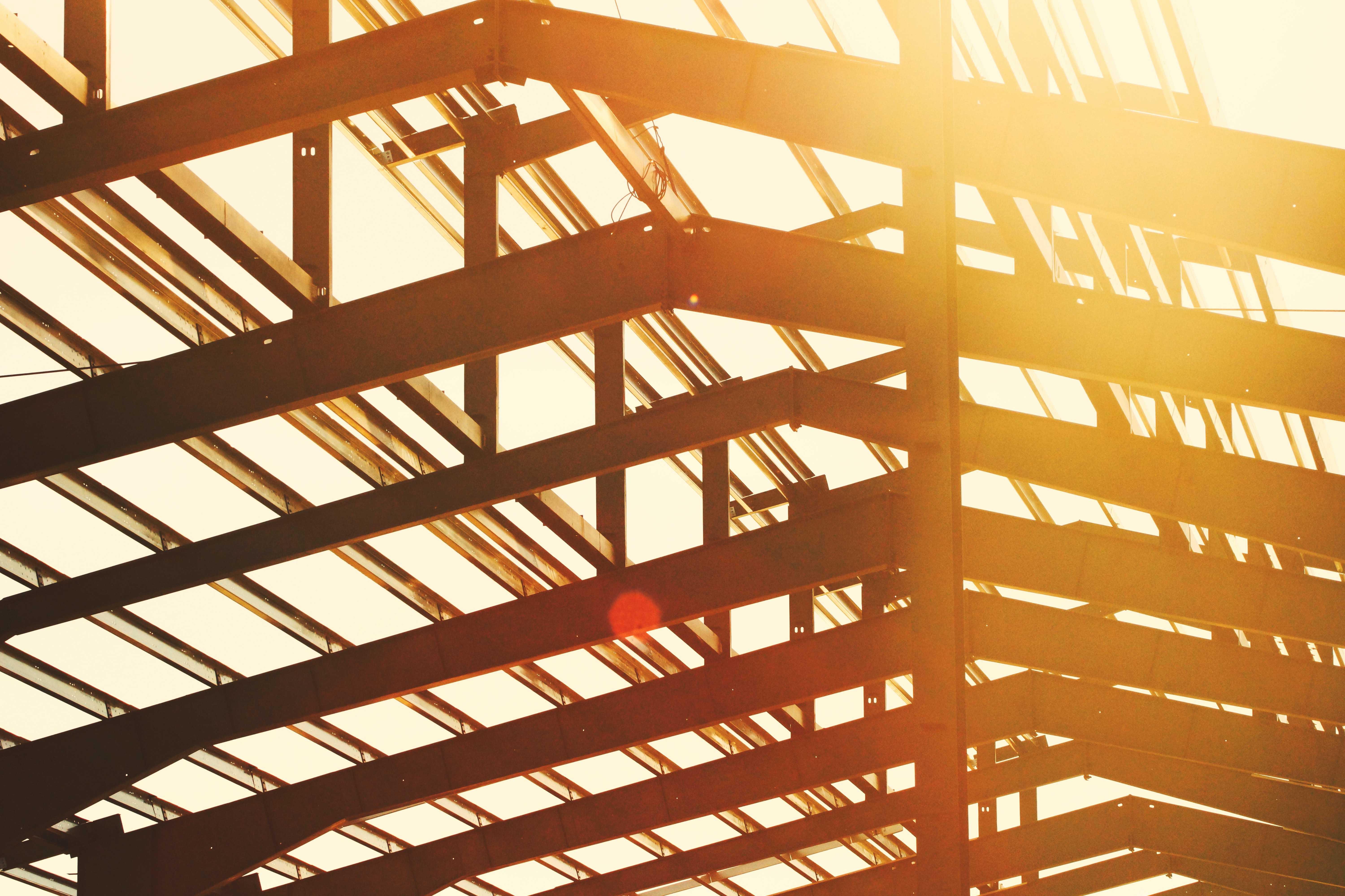 Steel Framing Skeleton under Sunburst